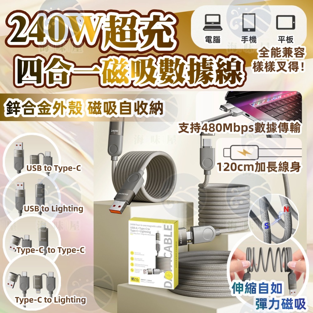 S19914 240W 四合一快速磁吸數據線