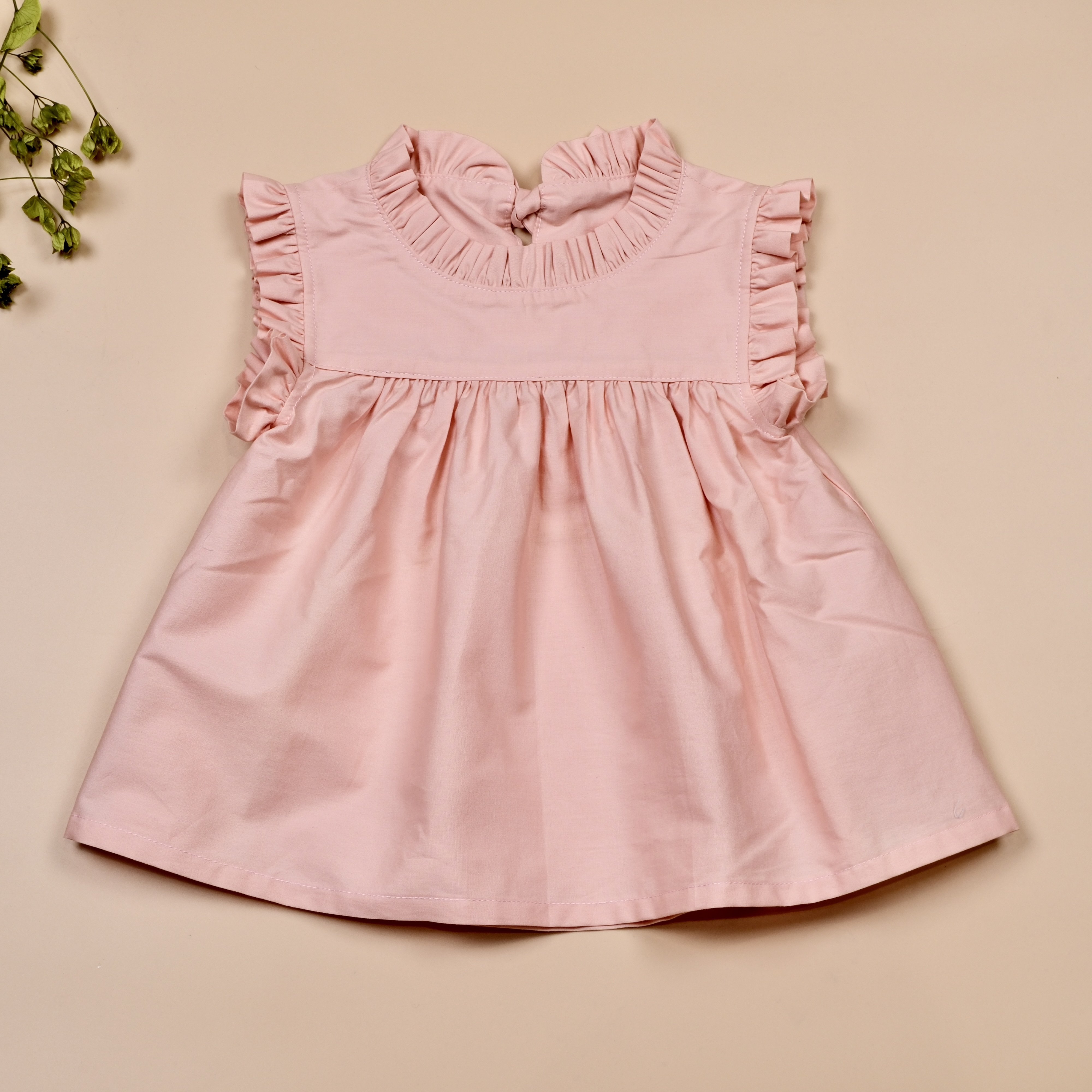 細語系列 ❖ 玫瑰粉 ❖ 手作女童立領荷葉無袖上衣