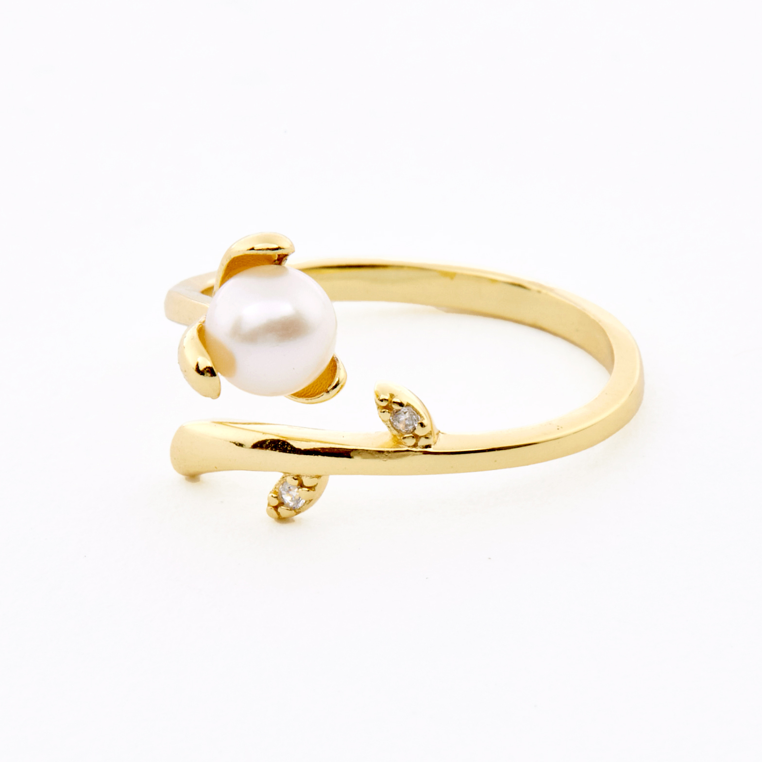 R1248  | 純銀鋯石珍珠小花戒指