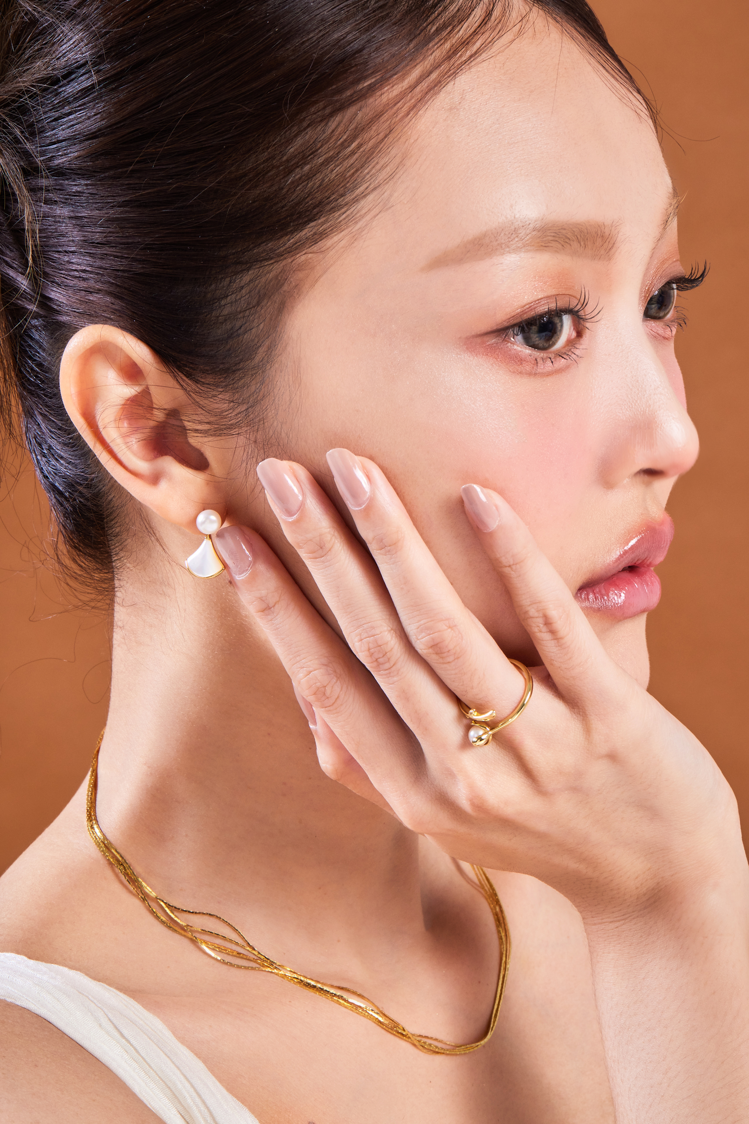 R1248  | 純銀鋯石珍珠小花戒指