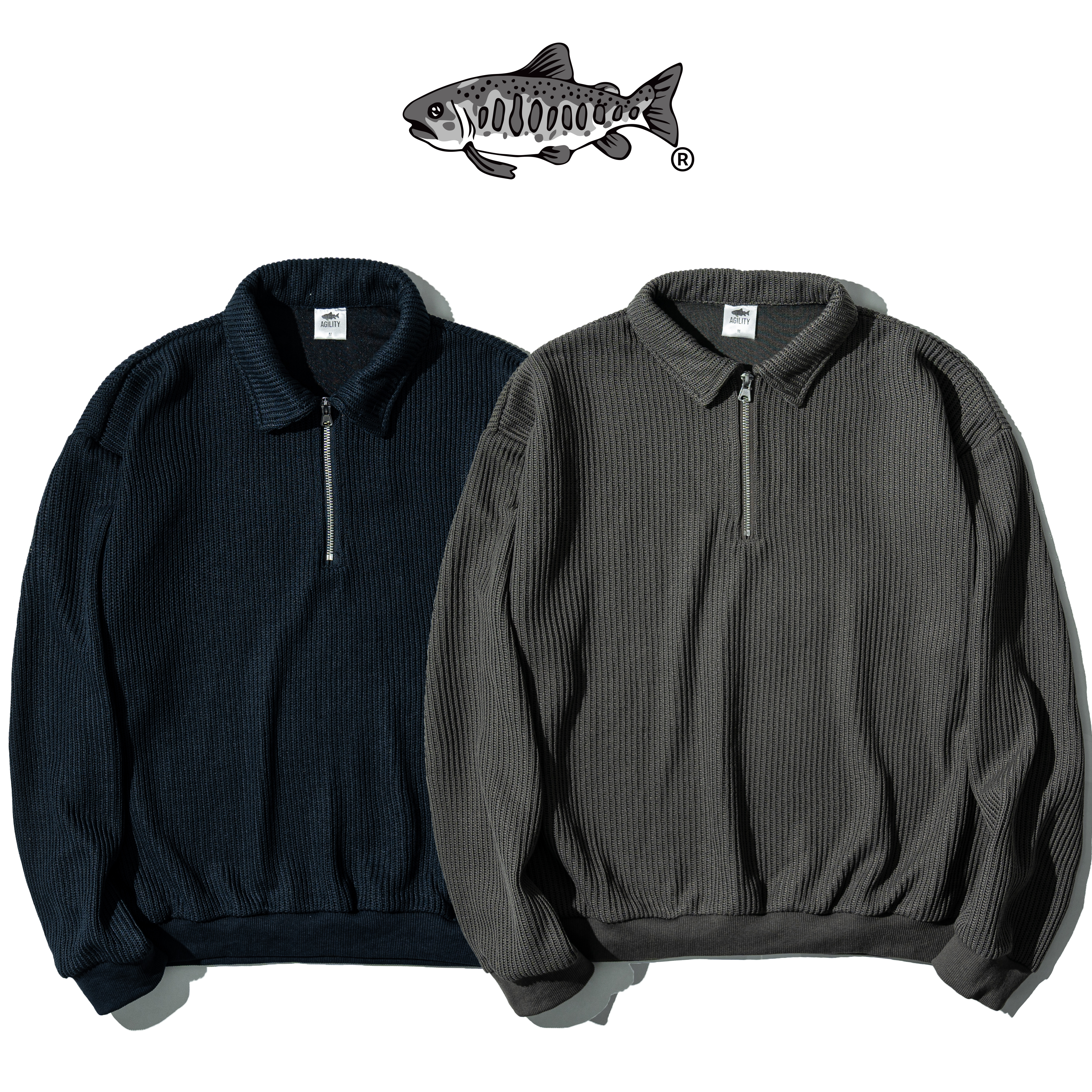 AGILITY Knit Quarter Zip Shirt 毛織 半拉鍊 長袖上衣 [KN68]