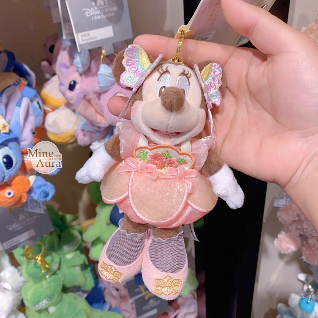 米奇和朋友們 遊園記系列 米妮 Minnie 絨毛 鑰匙圈 吊飾 -上海迪士尼樂園