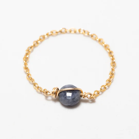 1YA0326-015 [YAY PARIS] Stella Chain Ring - Sapphire Rolled Gold #22AHC-101emst123 (EU)