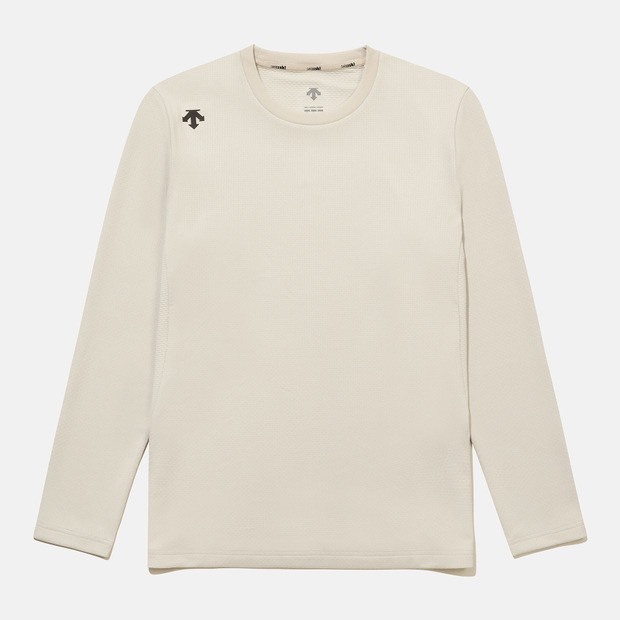 DESCENTE 迪桑特 經典 小LOGO 機能長袖 米白色