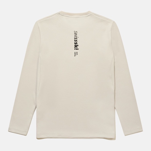 DESCENTE 迪桑特 經典 小LOGO 機能長袖 米白色