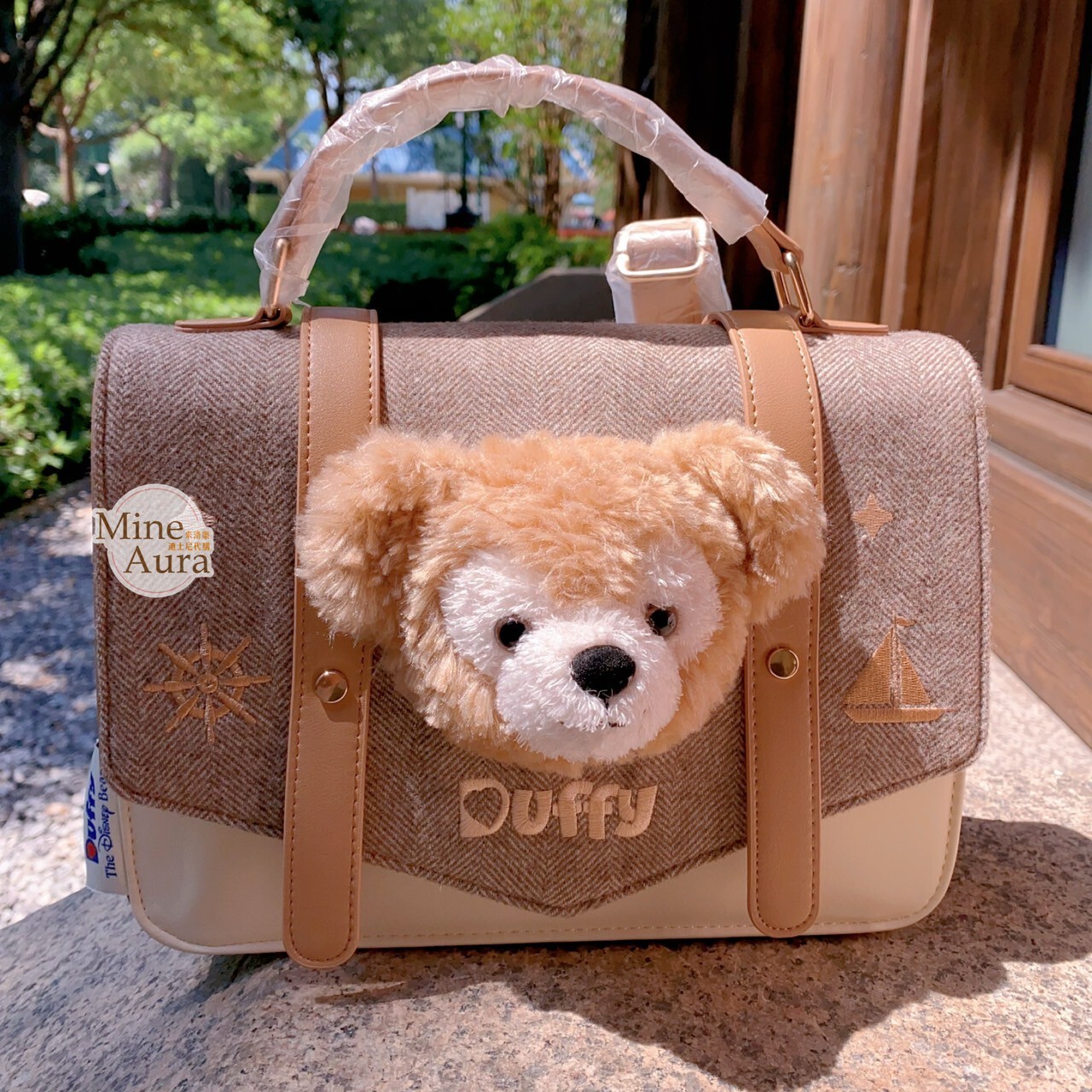 達菲 Duffy 絨毛 大頭造型 掀蓋設計 後背包 -上海迪士尼樂園