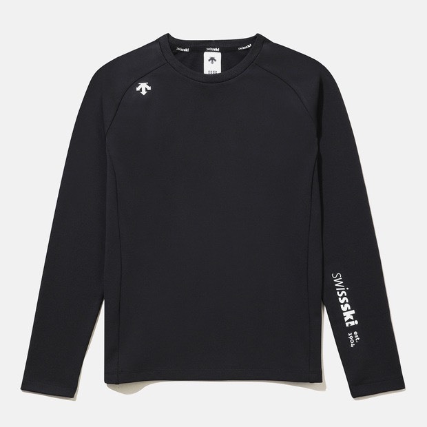 DESCENTE 迪桑特 經典 小LOGO 機能長袖 黑色