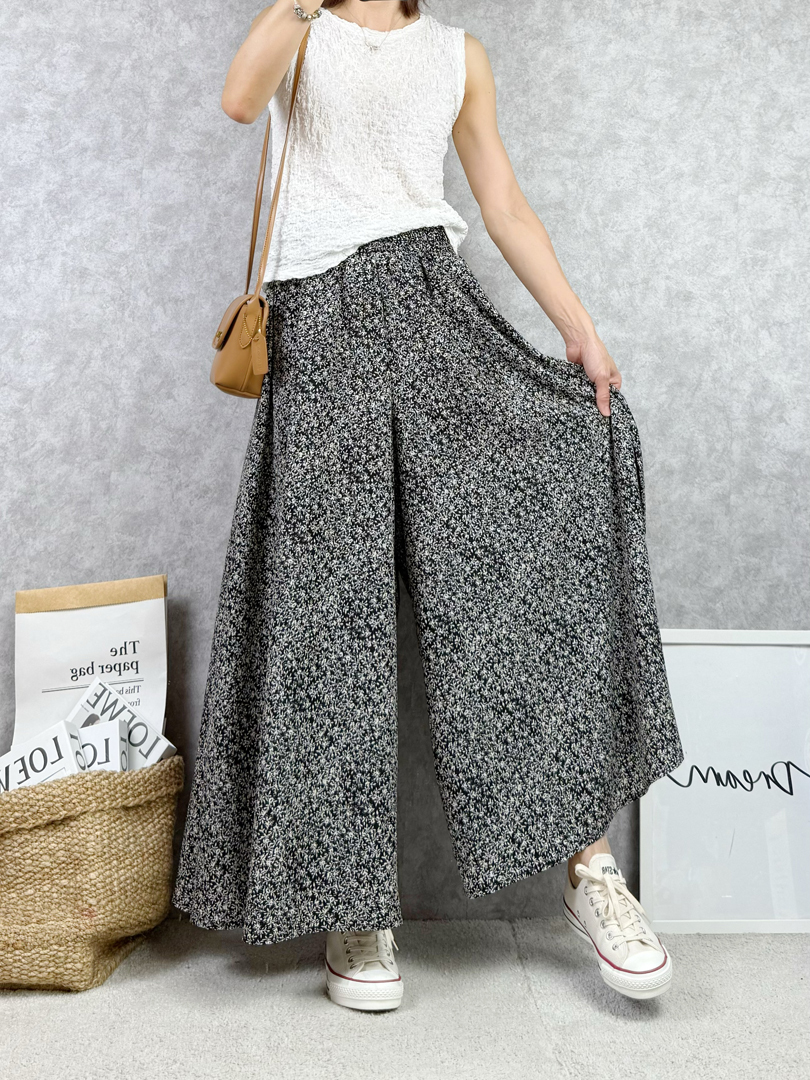 裙襬搖搖。超修飾印花寬褲裙 ⚡️搶購中⚡️