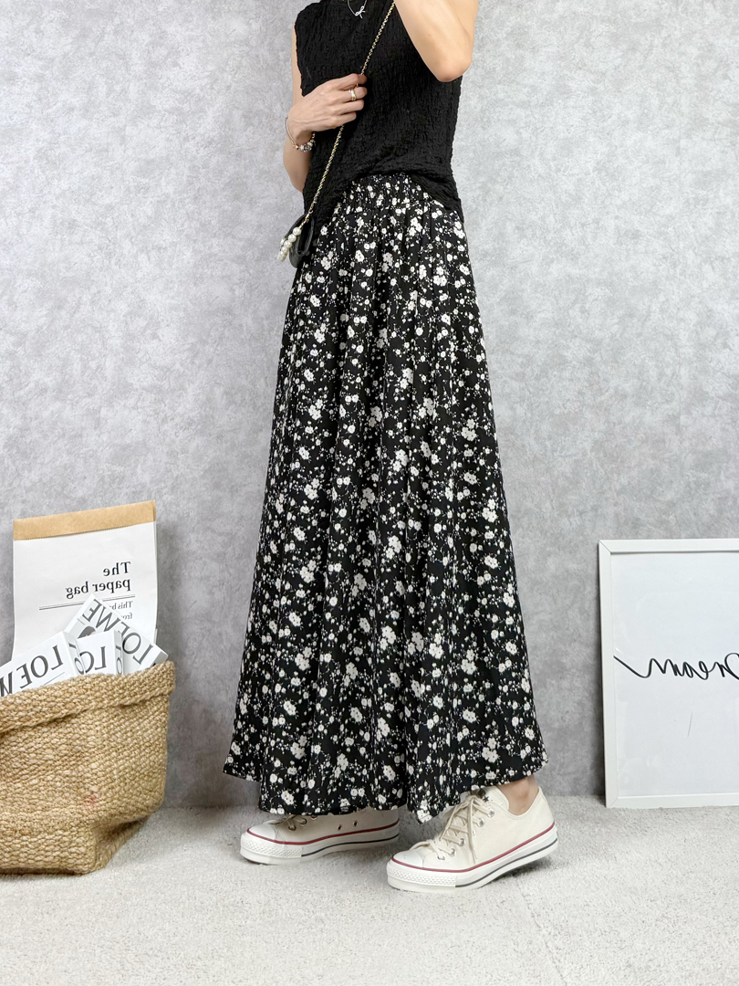 裙襬搖搖。超修飾印花寬褲裙 ⚡️搶購中⚡️