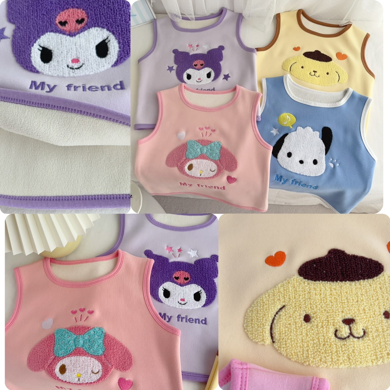 San*rio 兒童絨底刺繡公仔保溫背心 -2502190