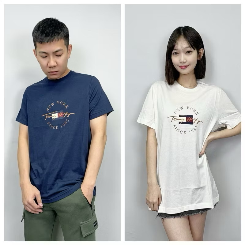 Tommy Hilfiger 印刷金字草寫國旗 短袖上衣 短T