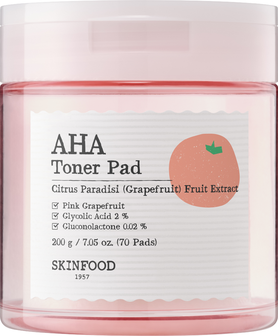 SKINFOOD 粉紅葡萄柚AHA爽膚棉 70片