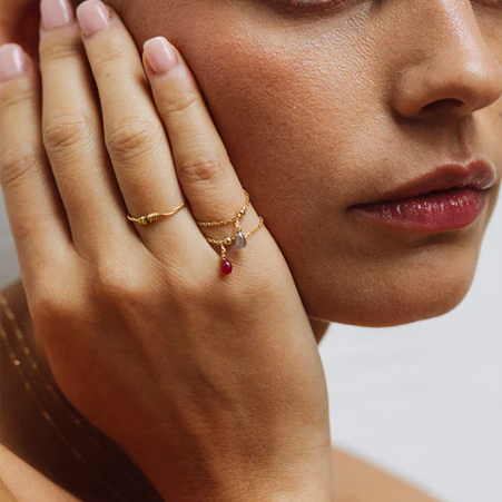 1YA0326-332 [YAY PARIS] Mia Tassel Chain Ring 750‰ Gold Red Sapphire #101ppmiJ82 (EU)