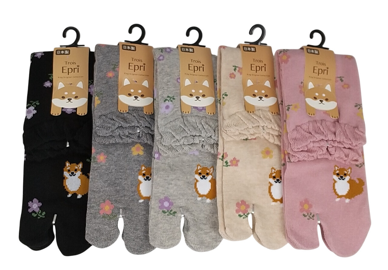 日式柴犬圖案腳趾襪 (日本製)