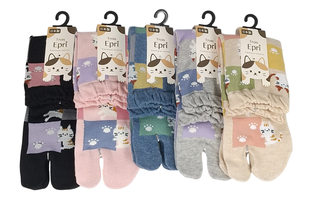日式貓貓圖案腳趾襪 (日本製)