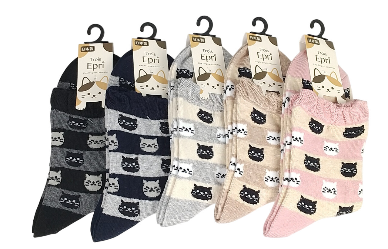 日式貓貓圖案襪 (日本製)
