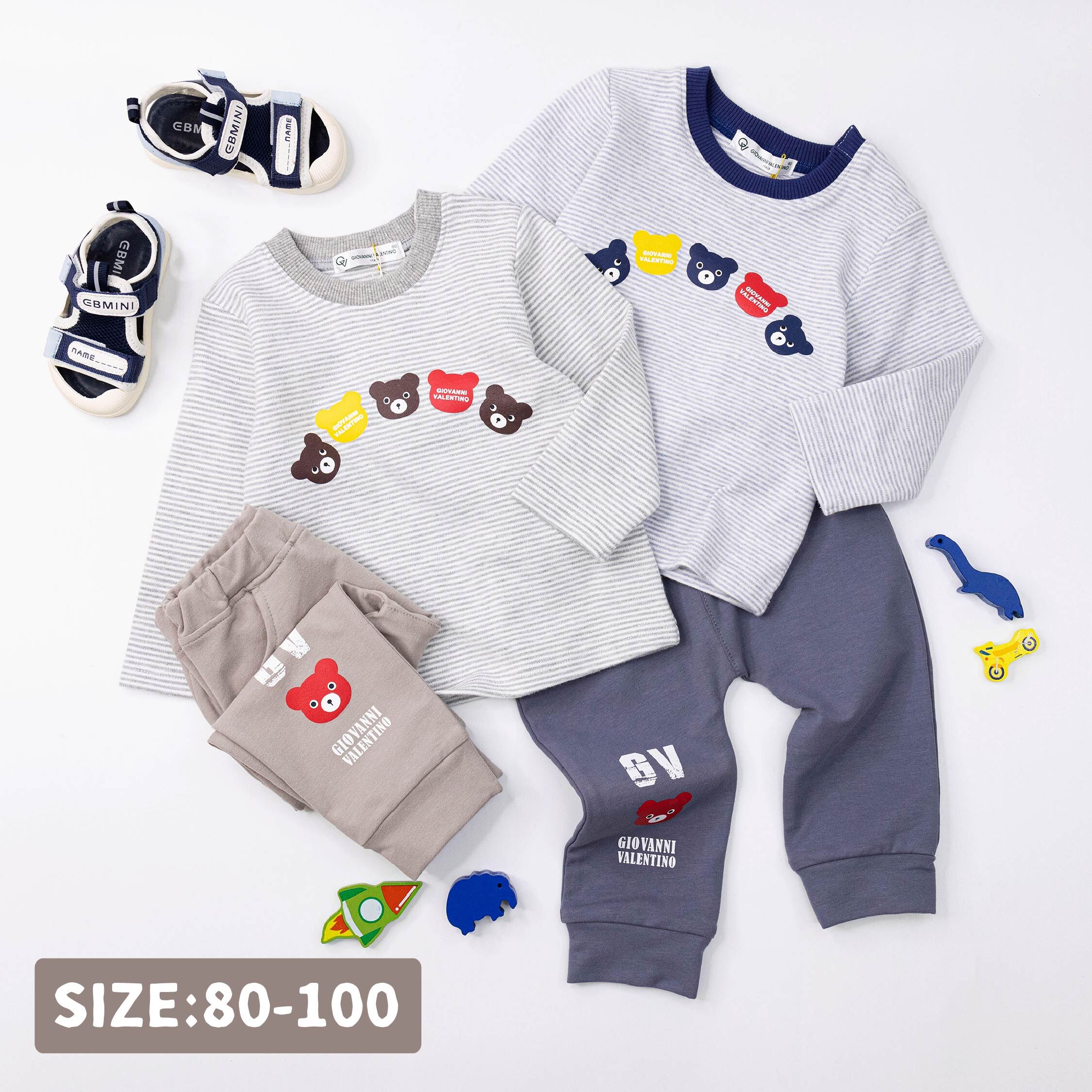 范侖鐵諾【32545】呆呆小熊細條圓領上衣＊二色