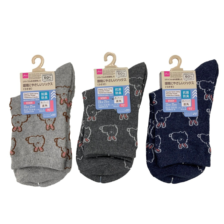 抗菌防臭女用襪/兔子 23~25cm