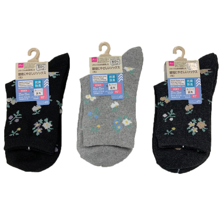 抗菌防臭女用襪/花卉 23~25cm