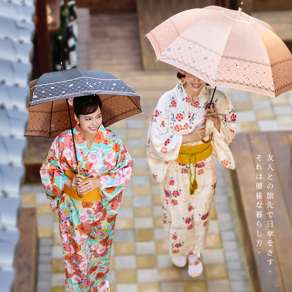 日本優雅風格長直傘推薦,穿上日式和服, 氣質滿分, 採用原木質手柄、弧形手握溫暖觸感設計