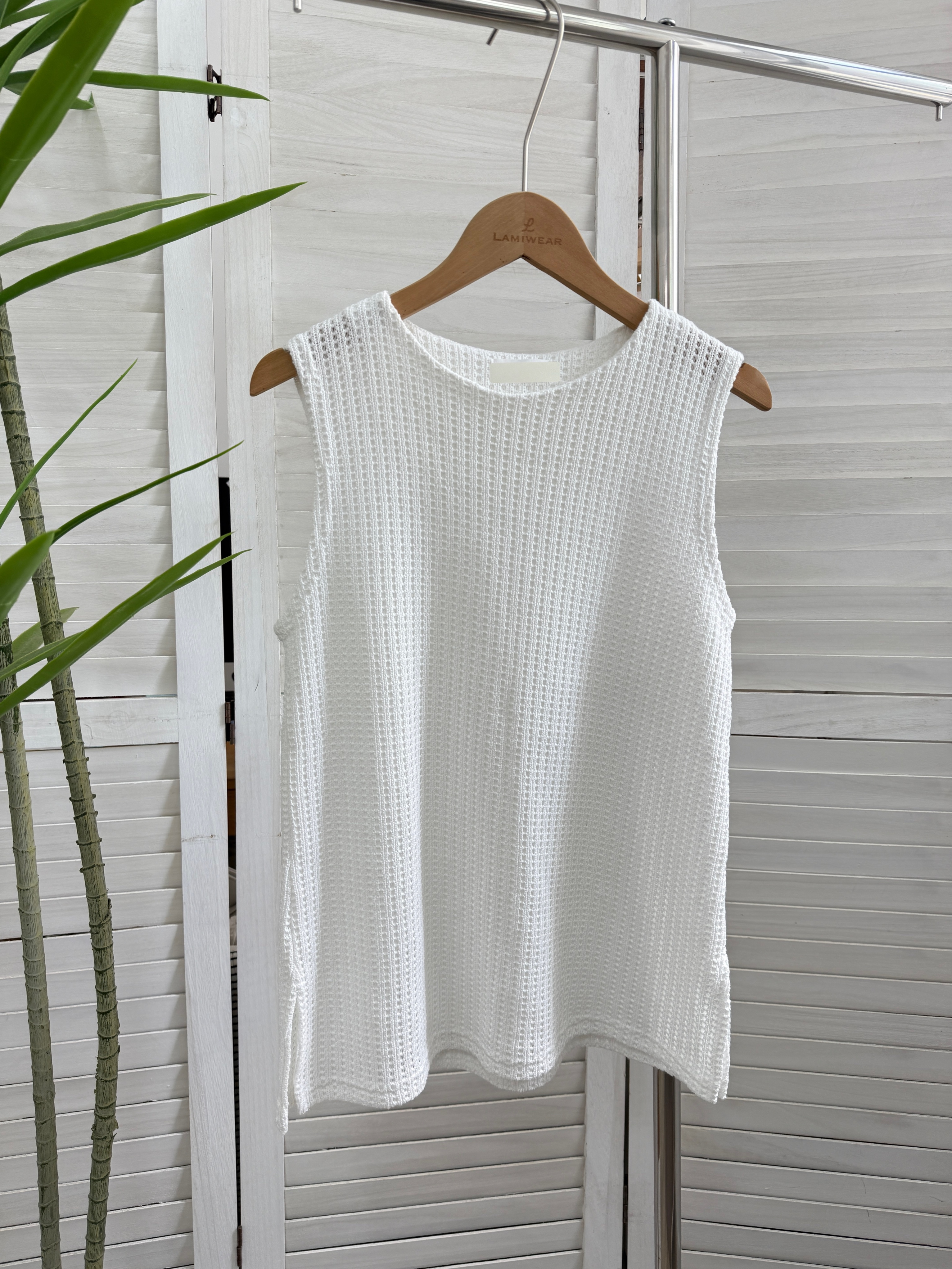 現貨 織紋鏤空長版型背心