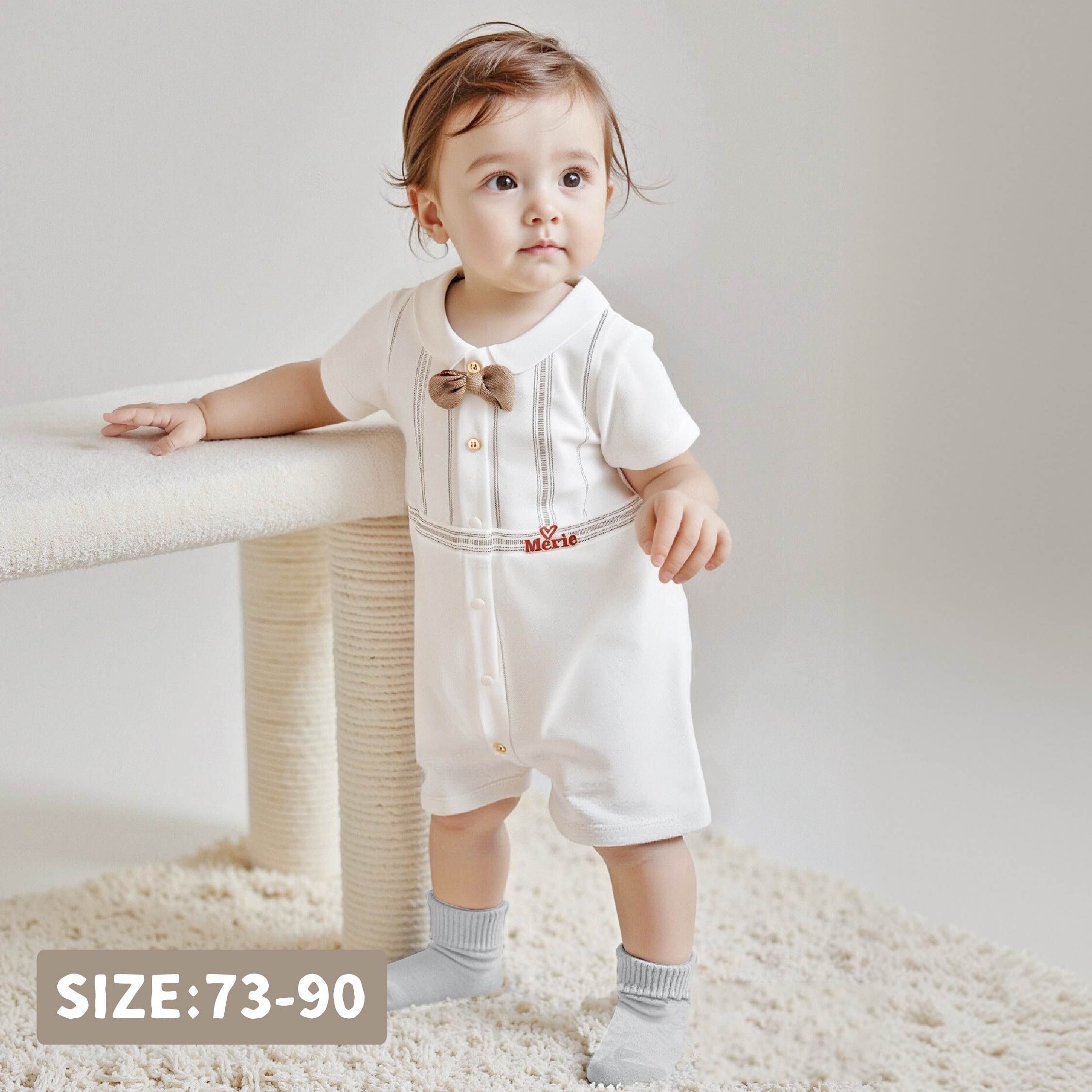 純淨系列【T0056】紳士領結電繡小標短袖連身衣＊二色