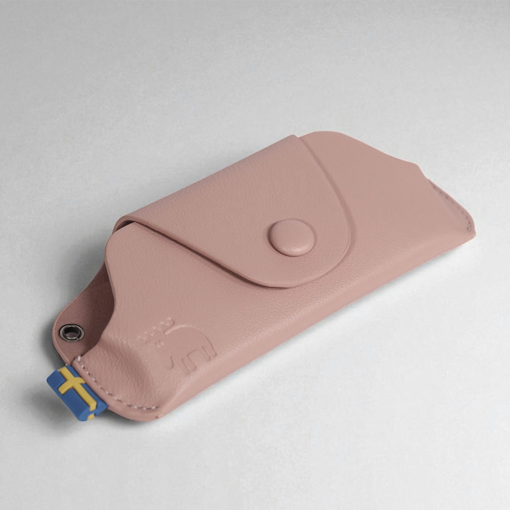 moz瑞典 駝鹿 防潑水 皮革 眼鏡包(霧粉)