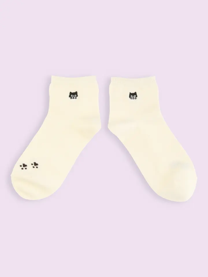 [現貨優惠] 靴下屋 Mighty Soxer 貓咪刺繡短襪
