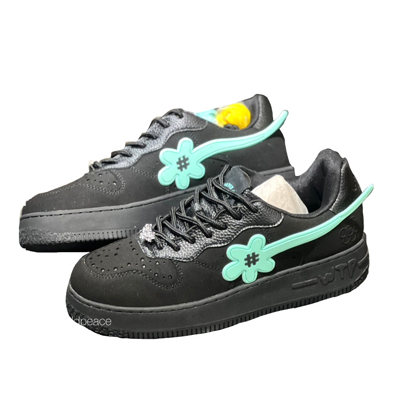WTP "ICED" GOAT Kicks Black/T.BLUE 黑藍 小花鞋  刺繡小花鞋 男女款 WTP-13 [台灣現貨]