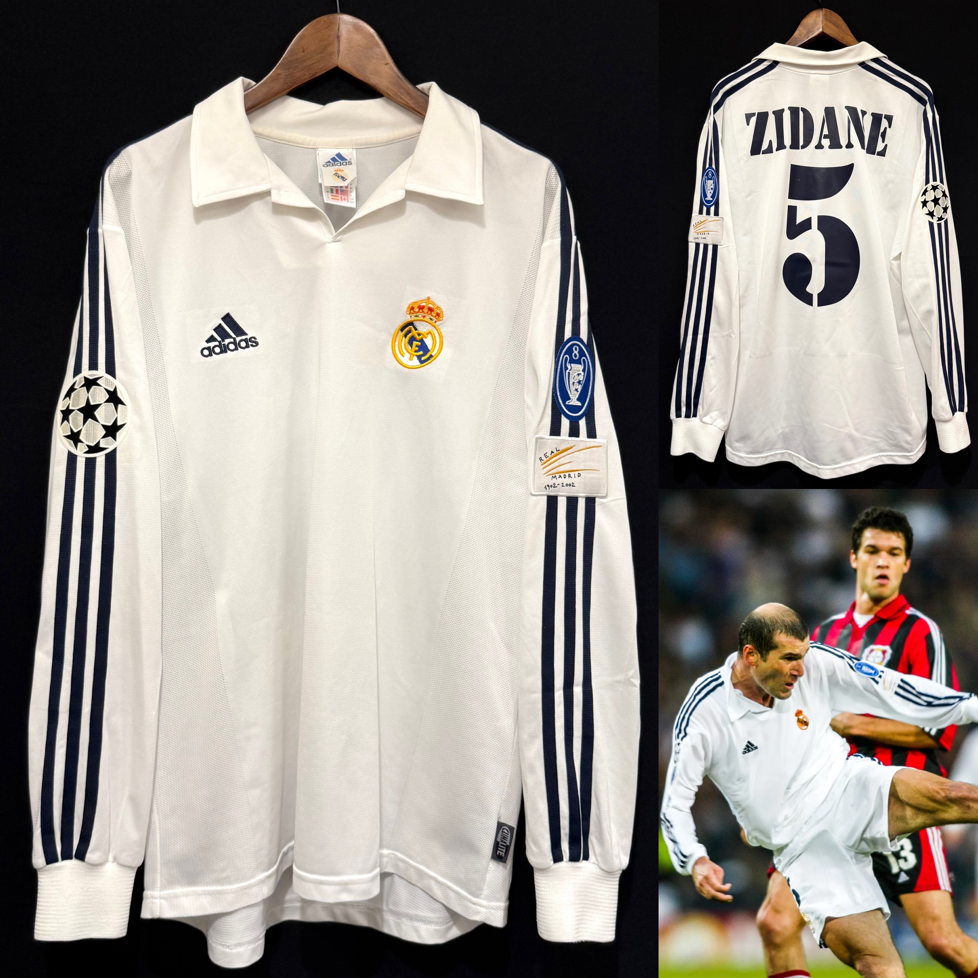 Real Madrid 2001-2002 Adidas L/S Home Shirt #5 ZIDANE