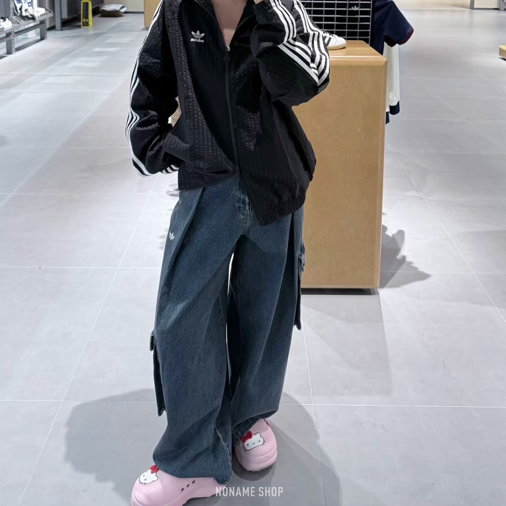 ADIDAS ORIGINALS SS25 復古 工裝 彎刀 牛仔褲 兩色 (女款)