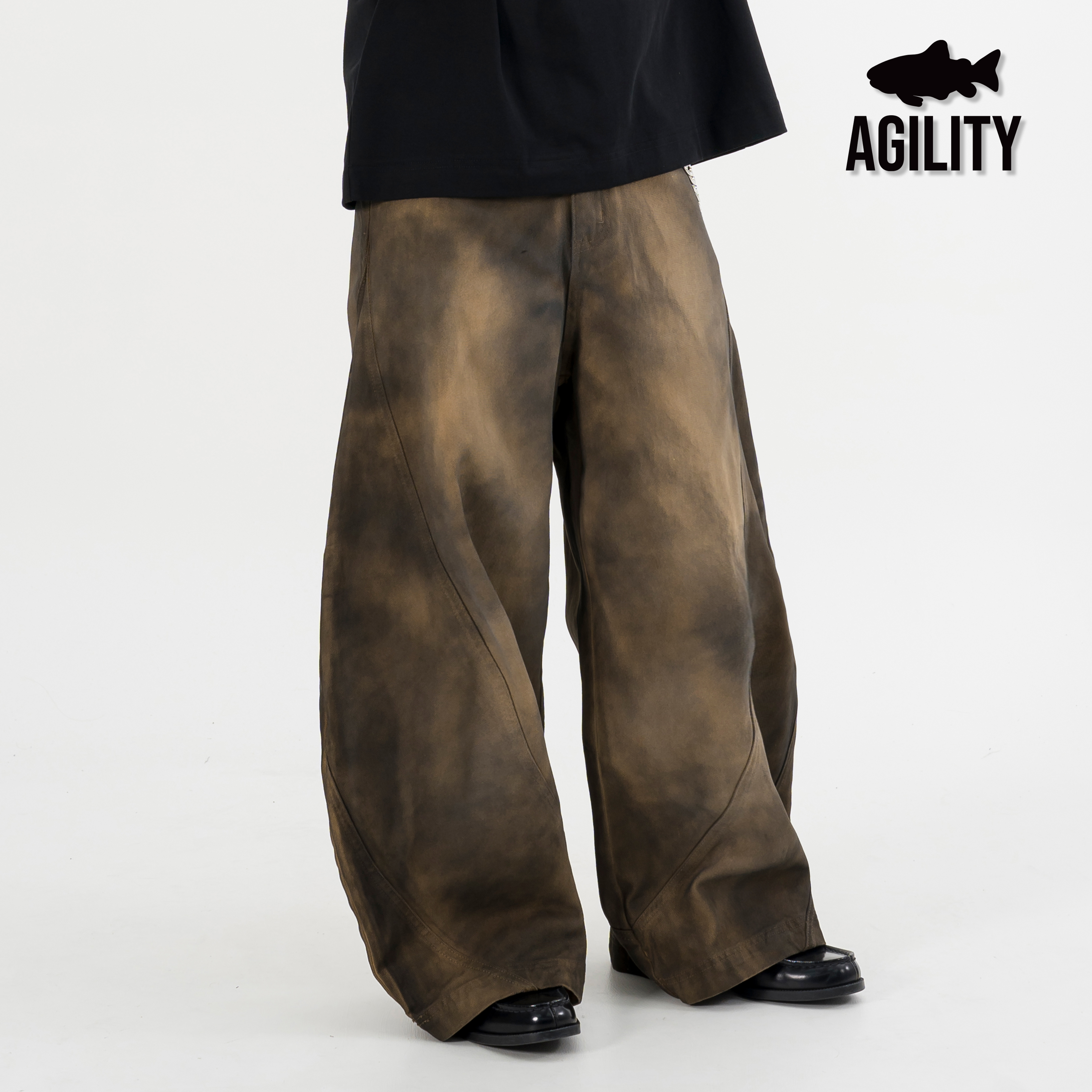 AGILITY Curved Dirty Denim Jeans 洗舊 彎刀闊腿 牛仔長褲 [P98]