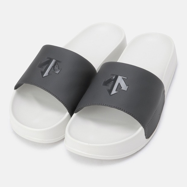 DESCENTE 迪桑特 經典 小LOGO 男女情侶拖鞋 黑白 黑色LOGO