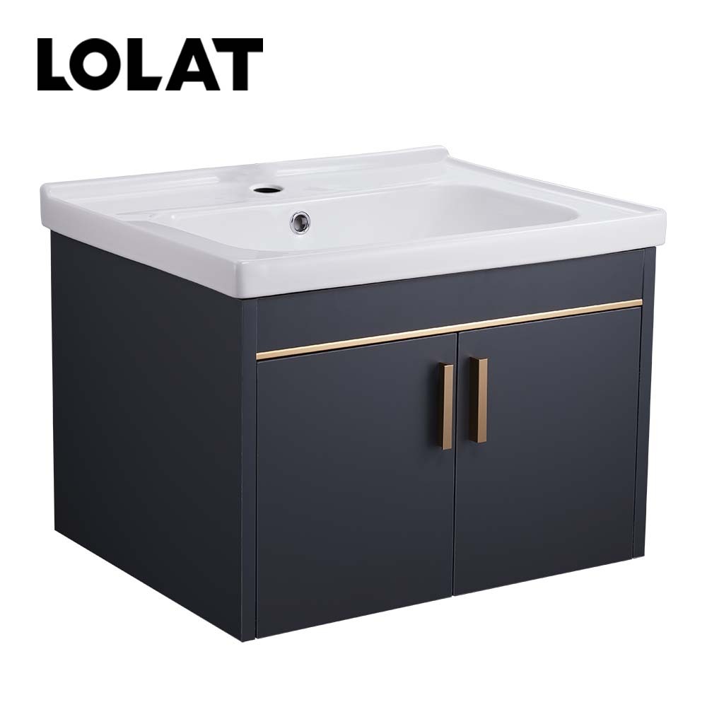 LOLAT鋁合金雙門收納浴櫃-槍灰色CA008