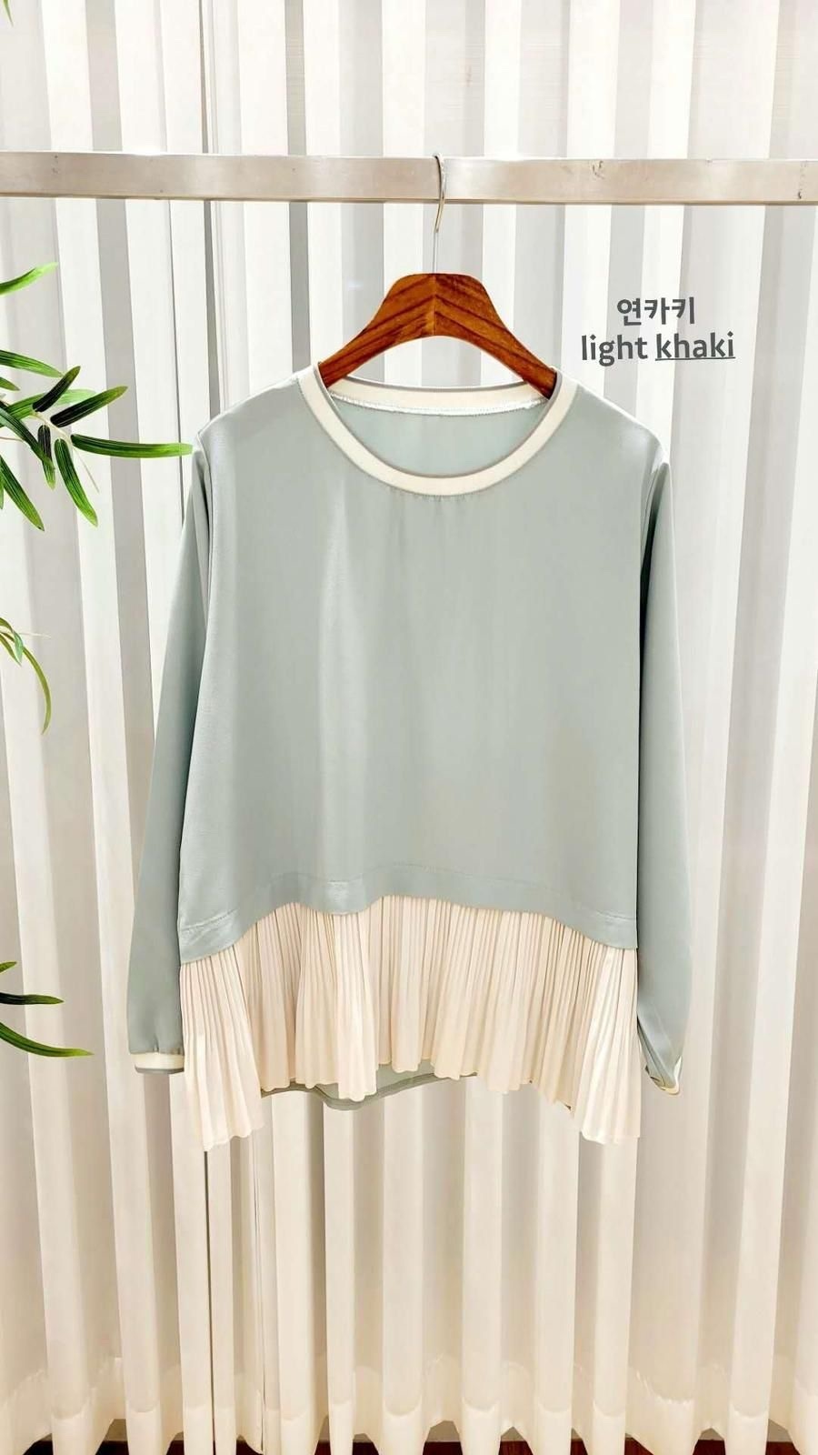 韓國高質雪紡拼百摺top~108I