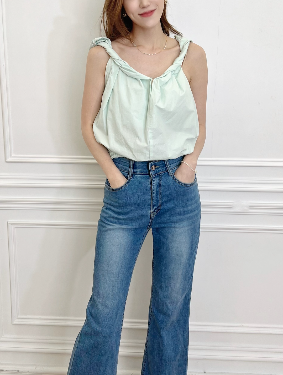 肩帶扭結澎澎背心