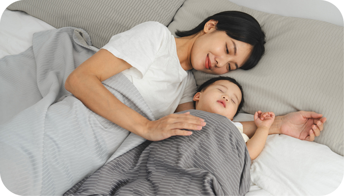 大人小孩蓋冰涼毯安心入睡示意圖