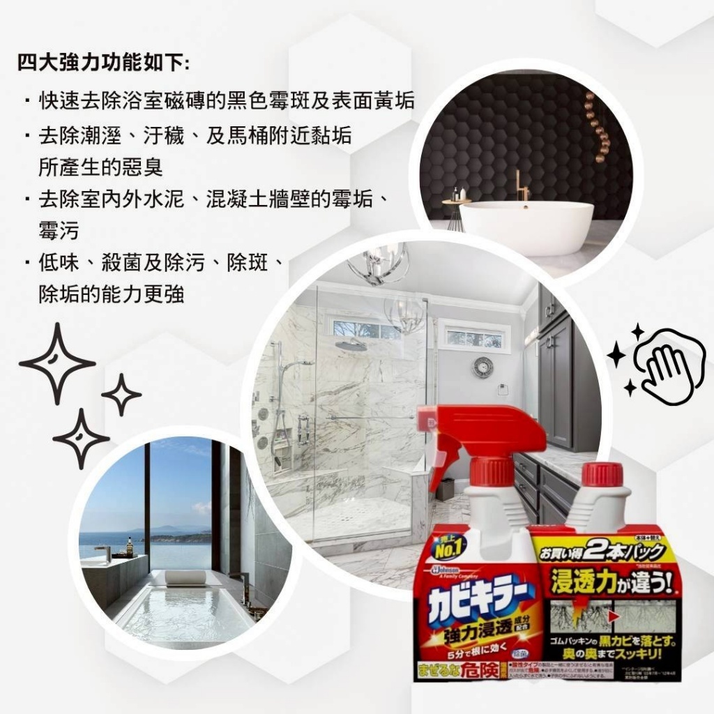 日本 Johnson 莊臣 浴廁 除霉 強力 噴霧組 400ml+400ml