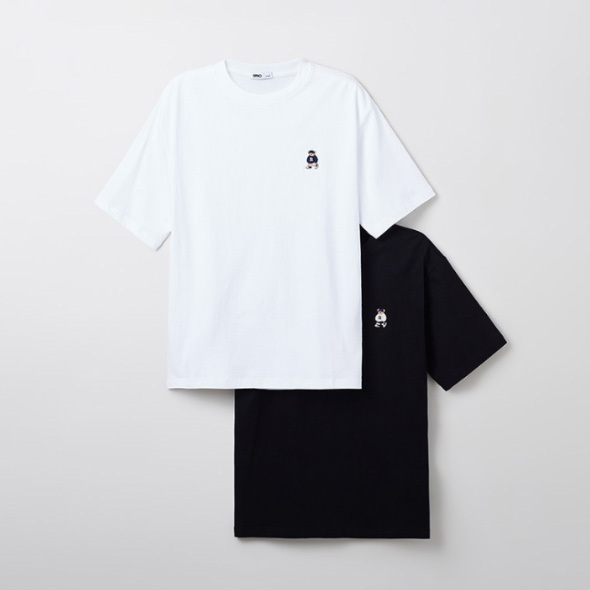 韓國 SPAO x WOODIE插畫家 聯名刺繡小熊短袖兩件組