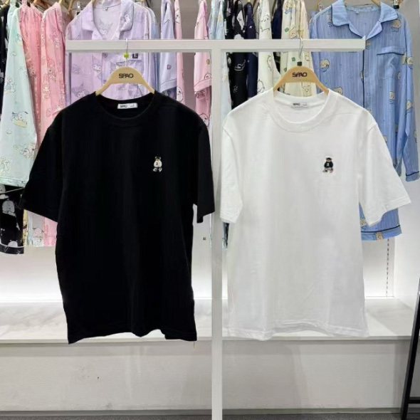 韓國 SPAO x WOODIE插畫家 聯名刺繡小熊短袖兩件組