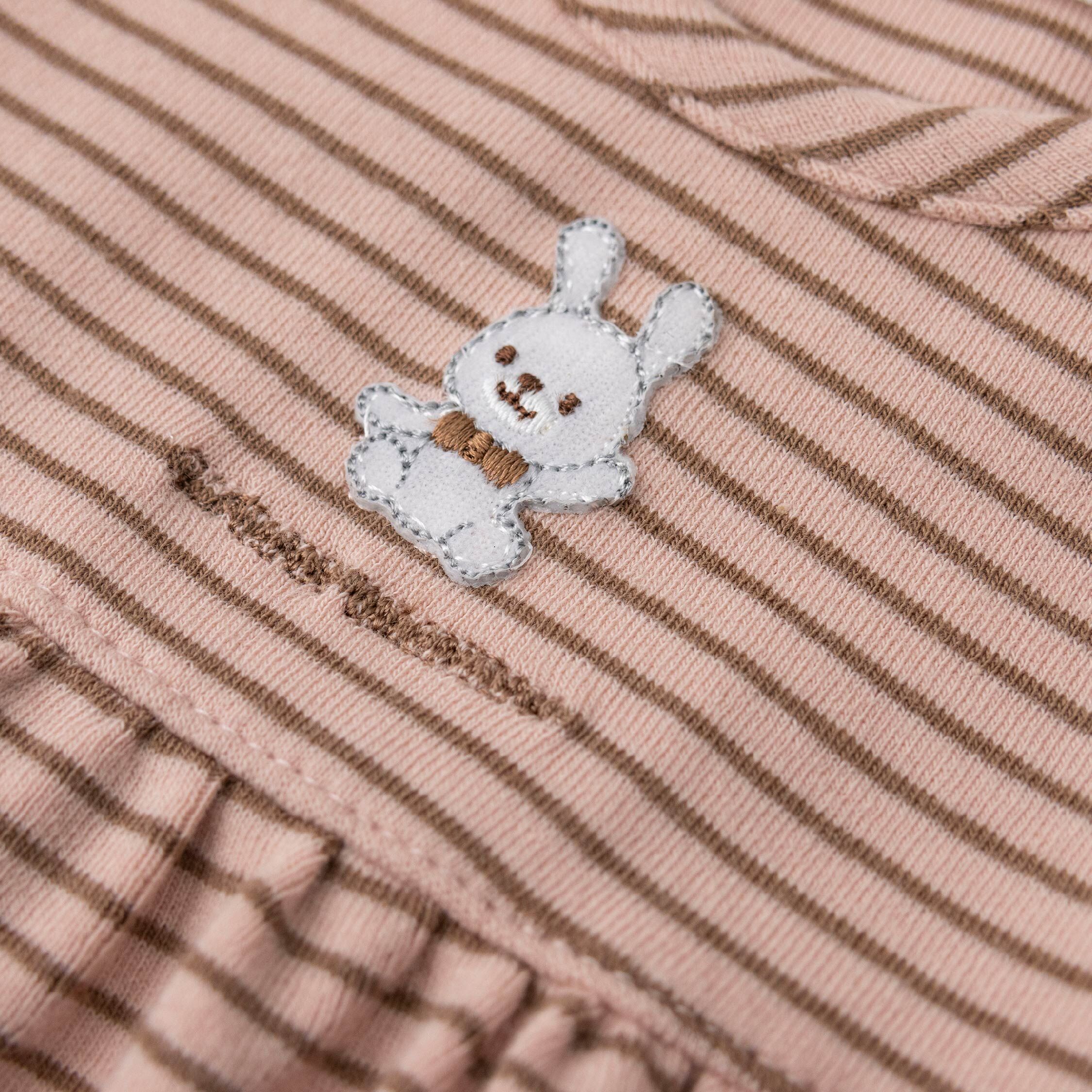 范侖鐵諾【32552】小兔玩偶條紋荷葉拼接上衣＊二色