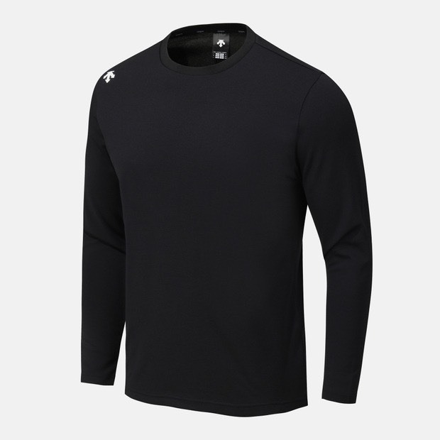 DESCENTE 迪桑特 經典 小LOGO 機能長袖 黑色