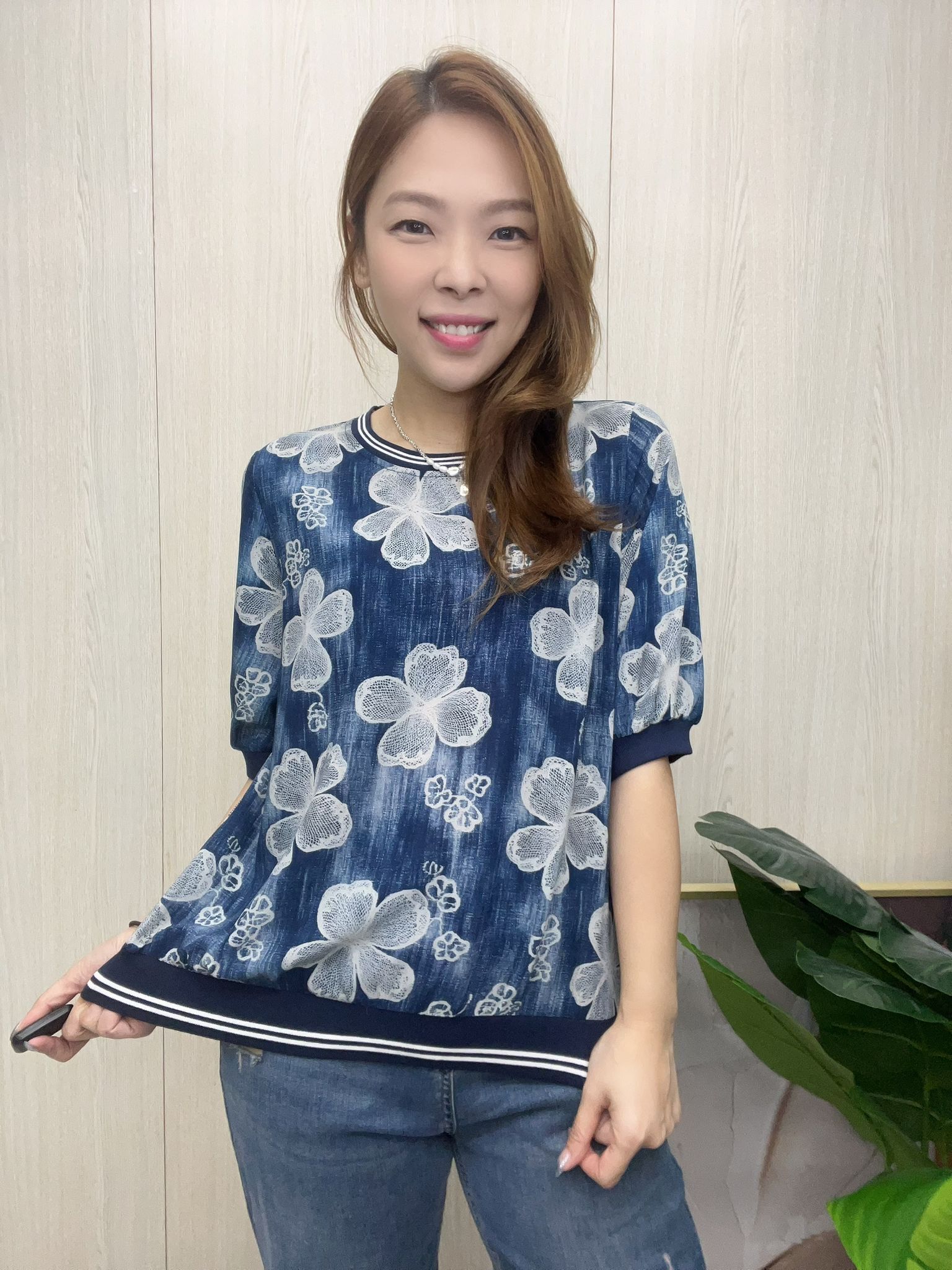 韓國comme牌子-高質雪紡印花圖top~145AH