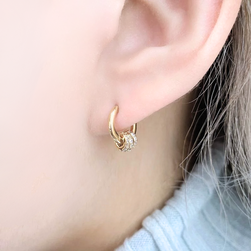 純銀 - 易扣滿鋯滾筒造型(單支價)