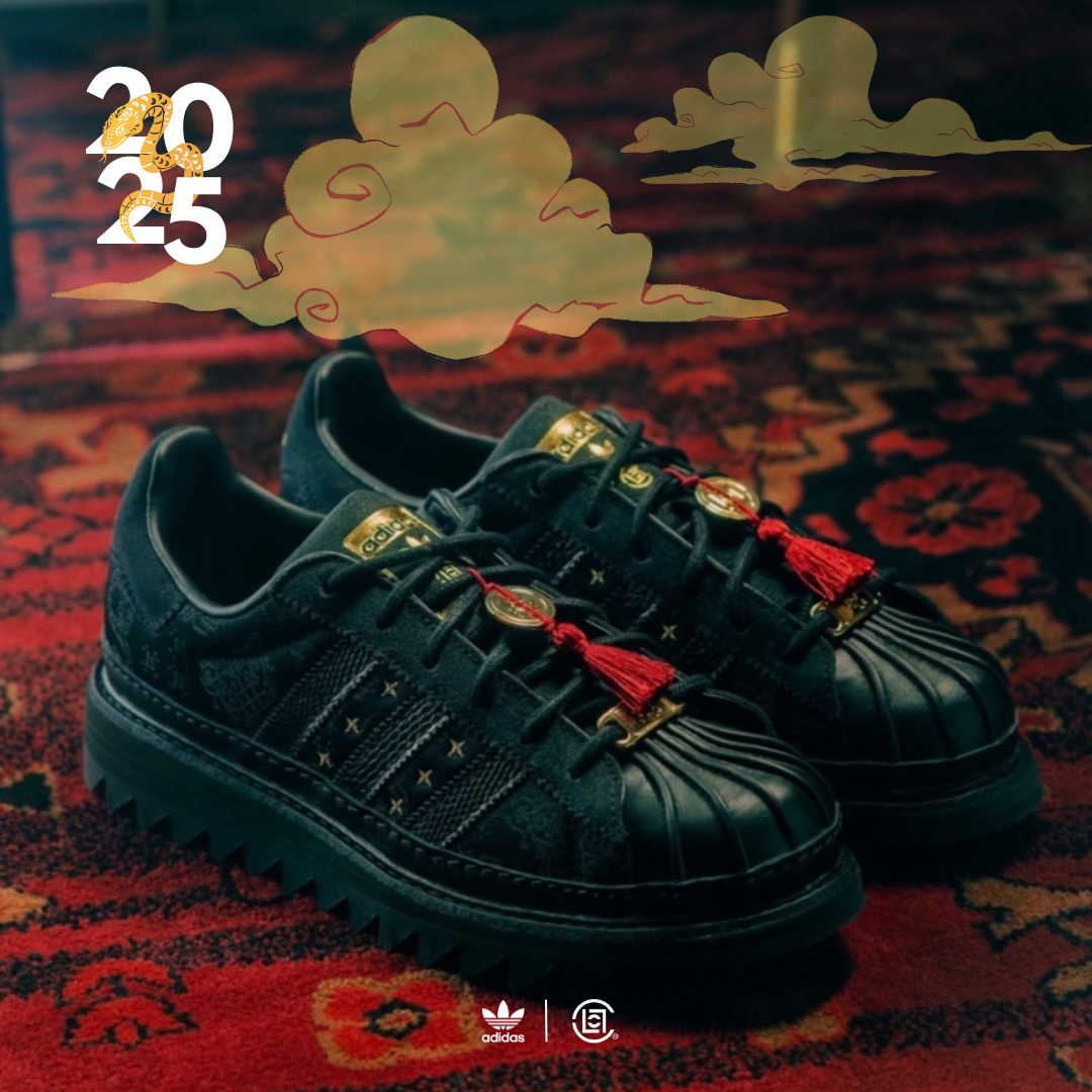 〔陳冠希同款〕<超級大降價-現貨> Clot x Adidas Originals Superstar “Chinese New Year” 蛇年限定 金標 貝殼頭 聯名 黑 黑絲綢 JR5114