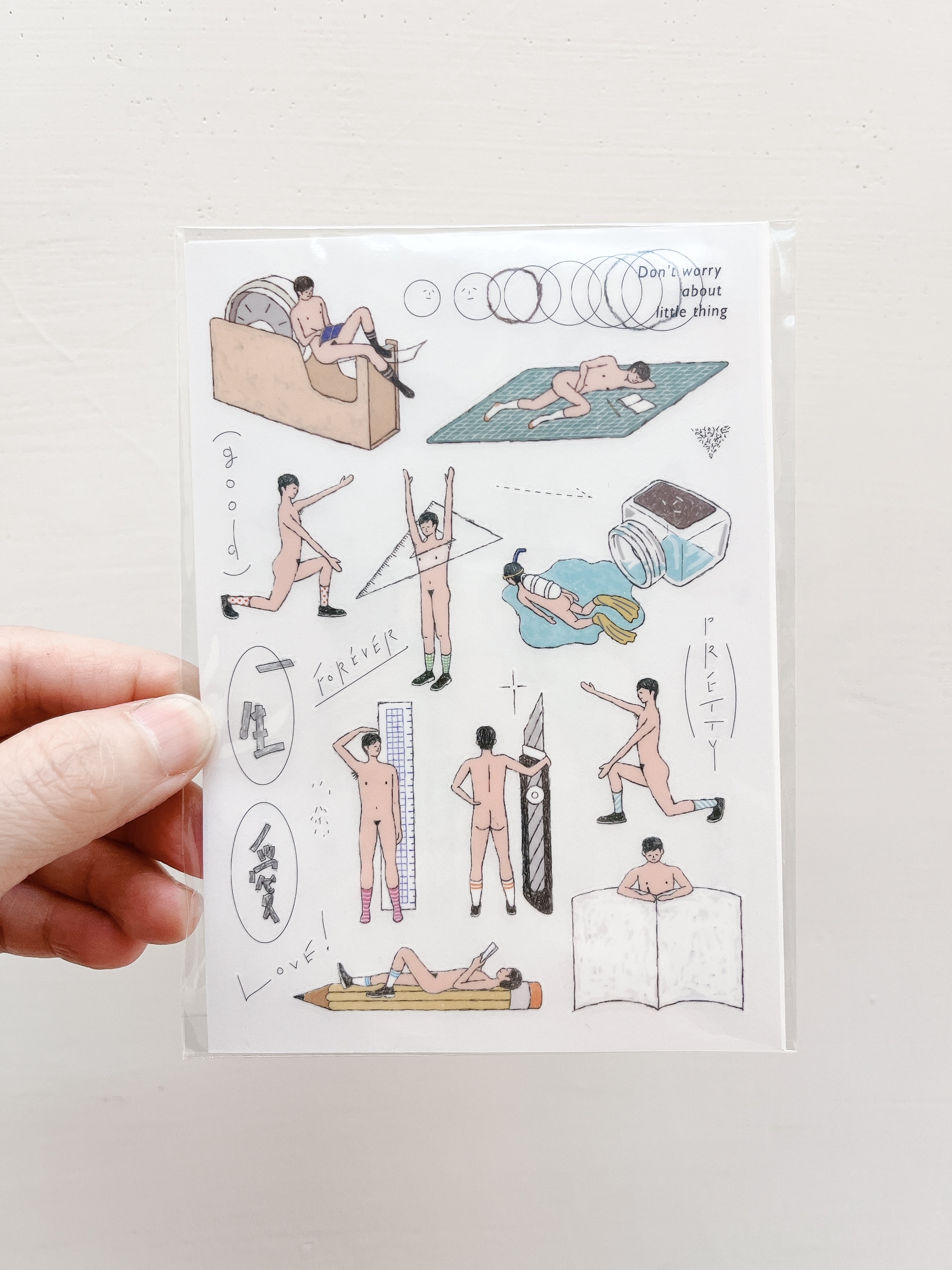 文具裸男 轉印貼紙 一份2張入 限定商品｜小代誌 台灣