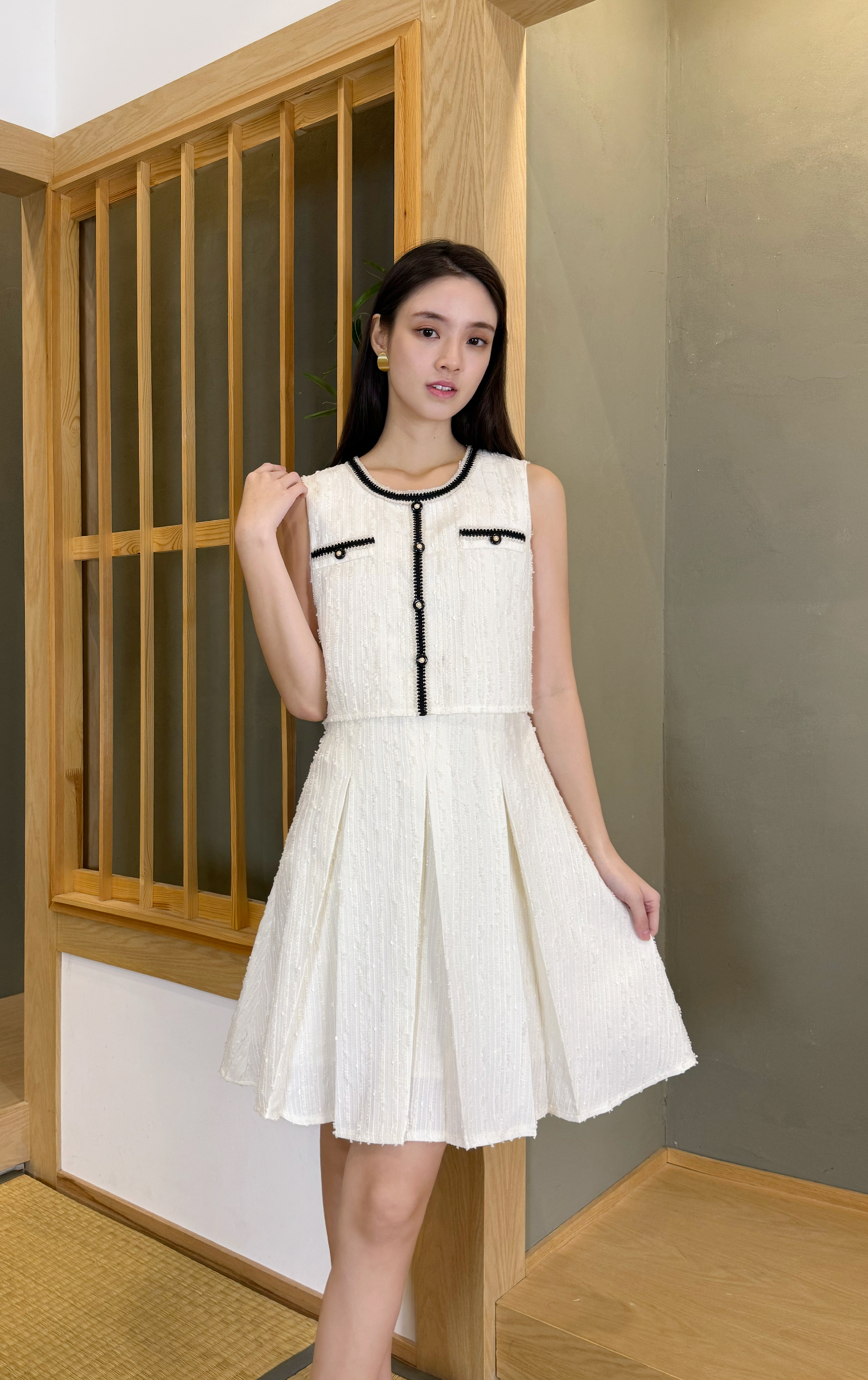 撞色背心連身裙 OP0565