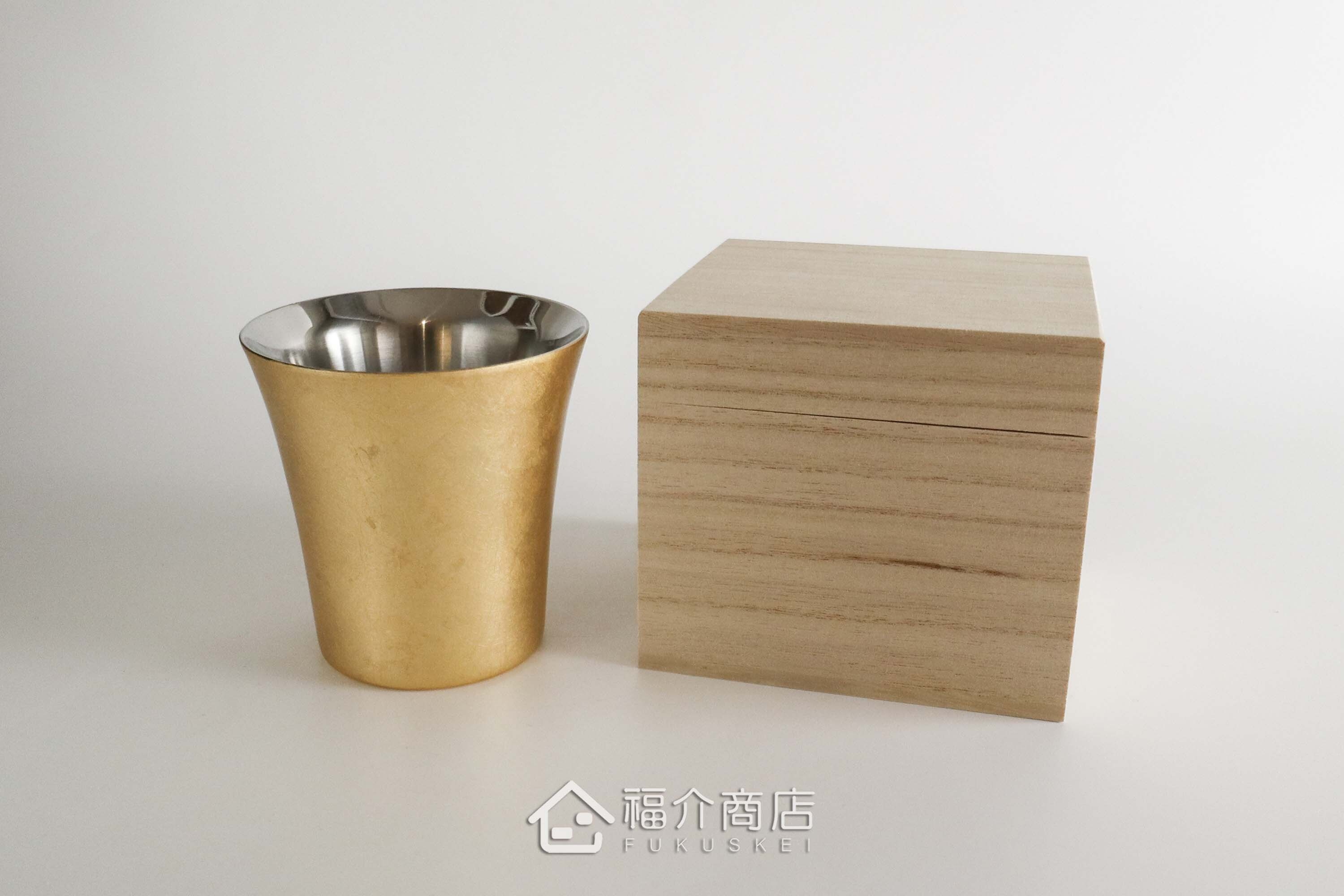 用於盛裝酒用的金箔造型不鏽鋼材質雙層保溫保冷酒杯