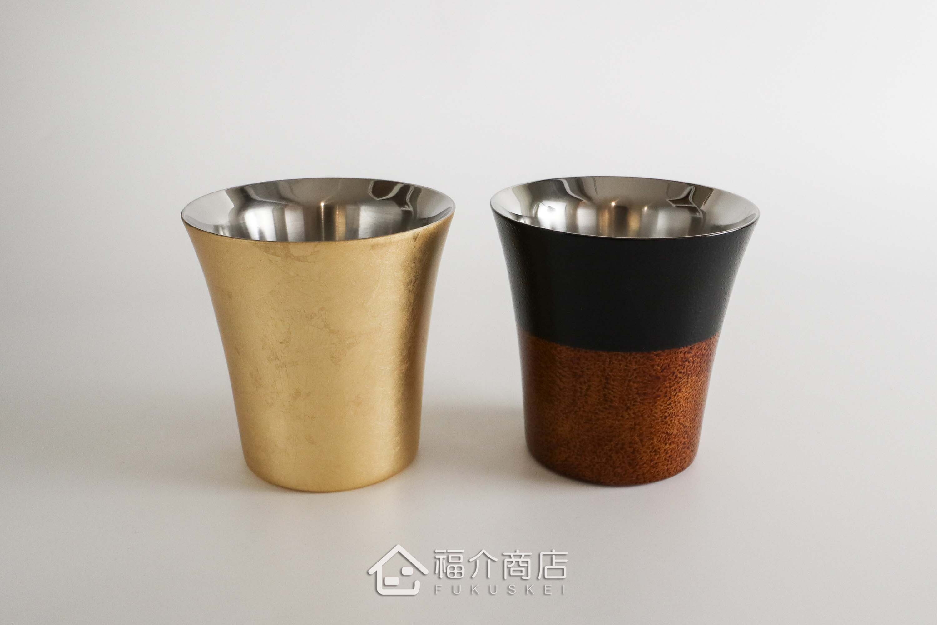 用於盛裝酒用的金箔造型不鏽鋼材質雙層保溫保冷酒杯