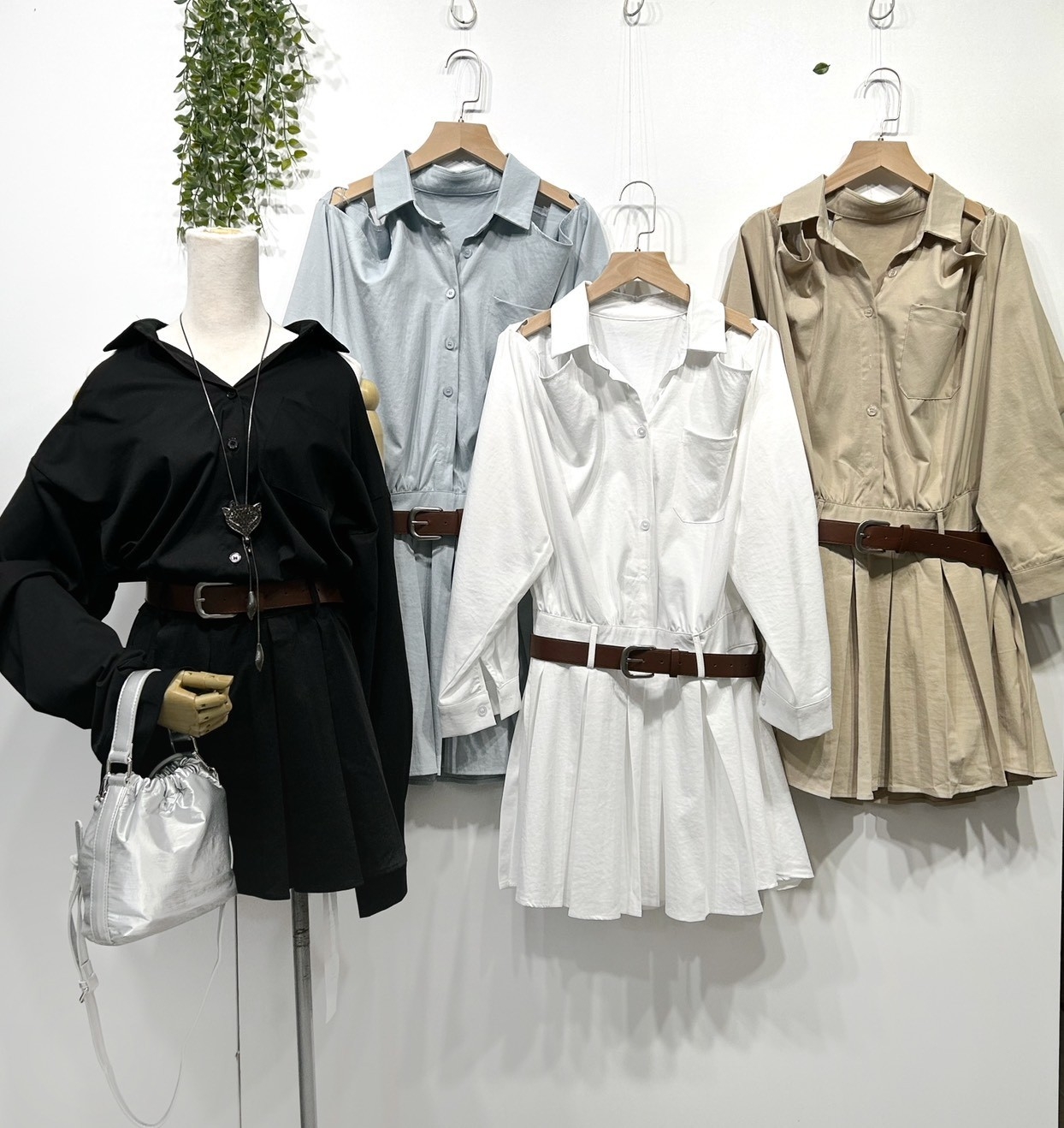 8109-1 挖肩襯衫洋裝